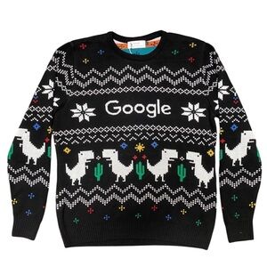 Google Ugly Christmas Sweater Dino with matching Scarf size L